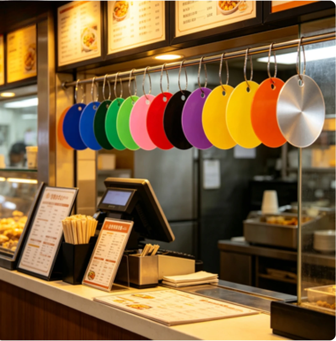 5cm Circular Blank PVC Hang Label Waterproof Plastic Hanging Card Color Digital Label Restaurant Table Marking Label