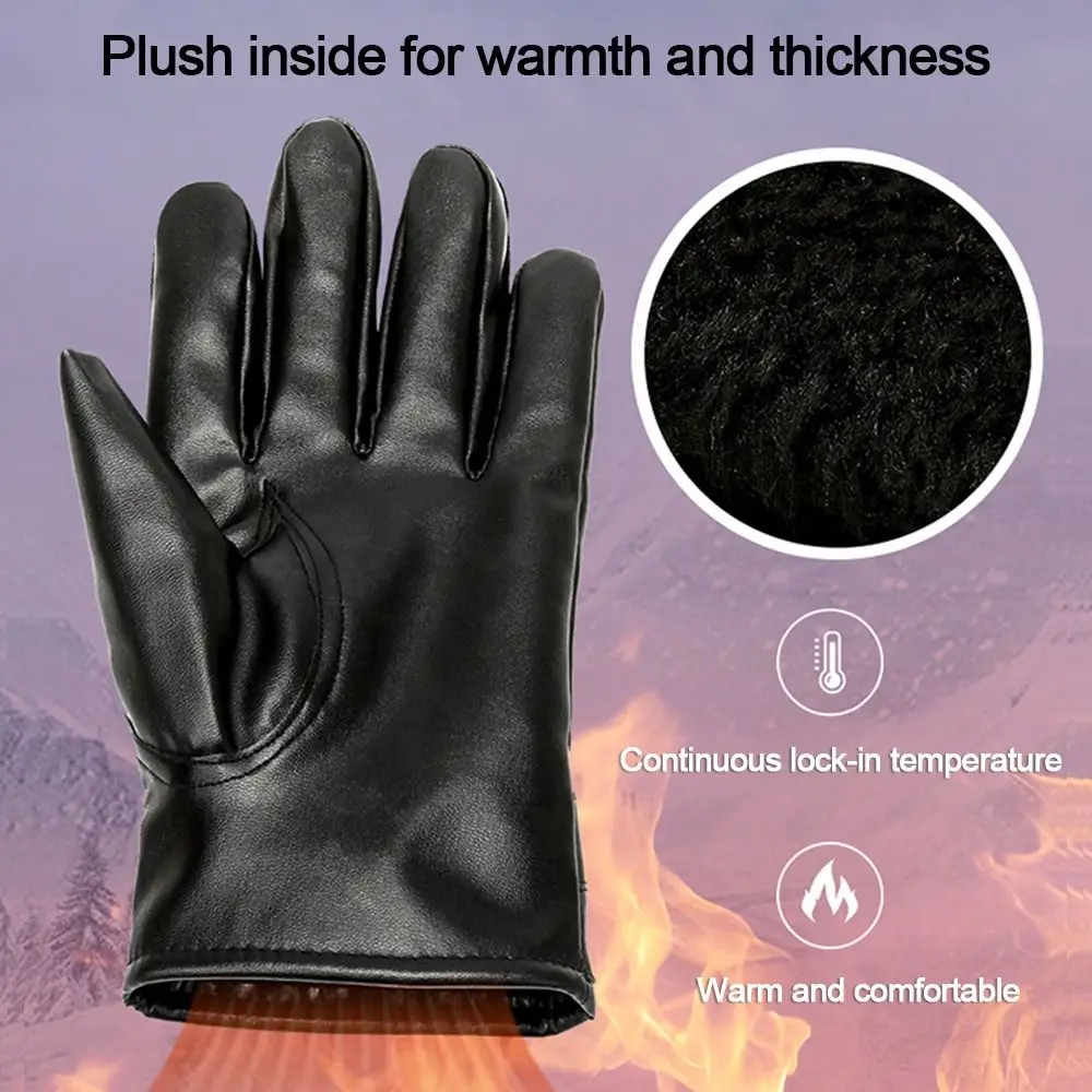 New Women Men Pu Leather Gloves Plus Velvet Warm Touchscreen Gloves Waterproof Glove Winter Outdoor Cycling Motorcycle