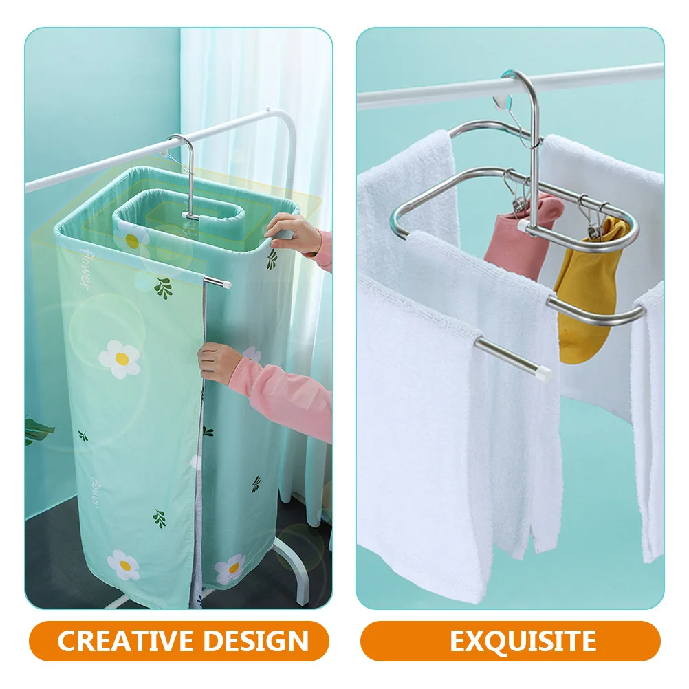 

1 Set Stainless Steel Spiral Quilt Rack Heavy Duty Blanket Drying Hanger Space Saving Sheet Dryer For Wet Clothes Detachable