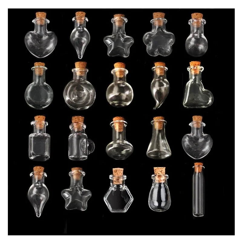 100pcs Mini 1-2 ml Clear Glass Bottle Cork Stopper Small Drifting Wishing Bottles DIY Pendants