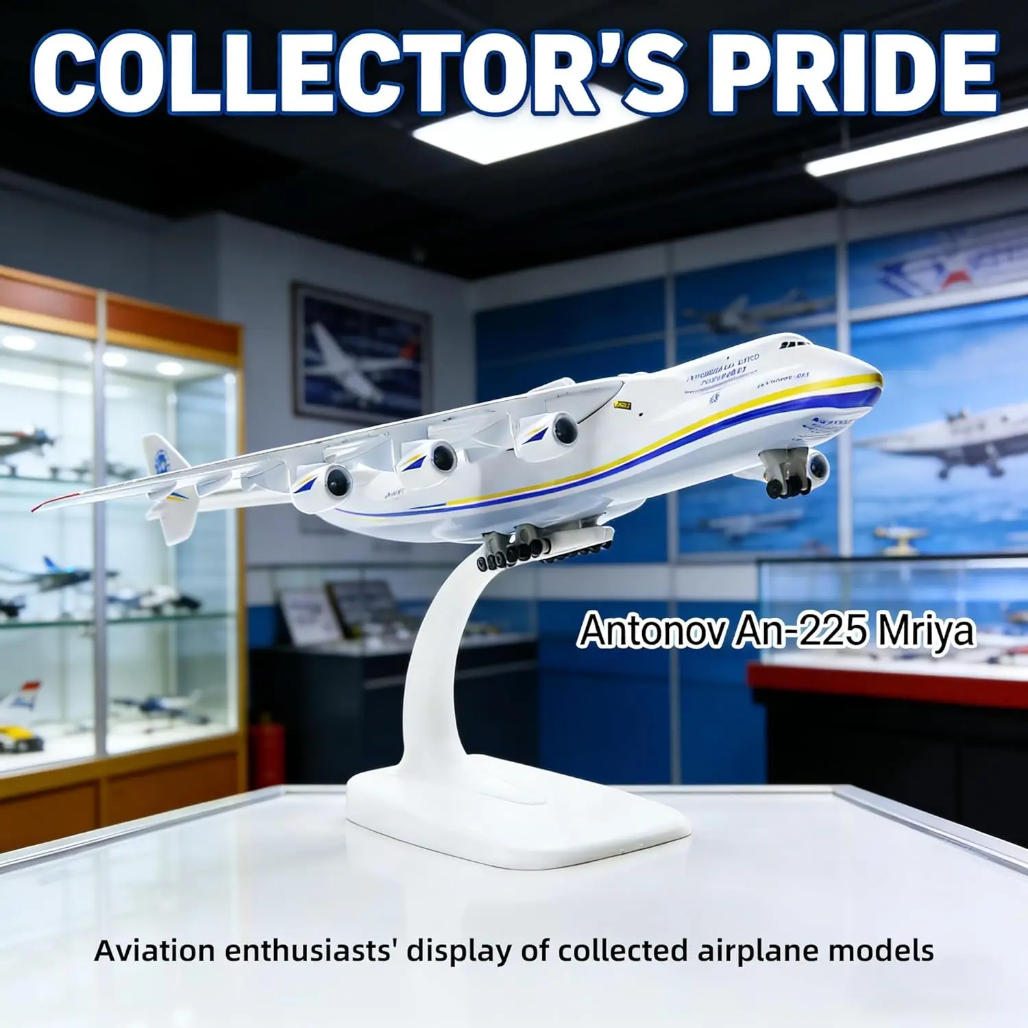 20cm 1/400 Diecast Airplanes Mriya AN-225 Aircraft Model with Stand Airplane Decoration Display Ornaments Gift