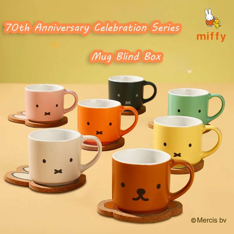 

Керамическая чашка Kawaii Miffy, мультяшная серия для празднования 70-летия, мини-кружки, 80 мл, аксессуары в стиле аниме, идеальный подарок на день рождения для девочек
