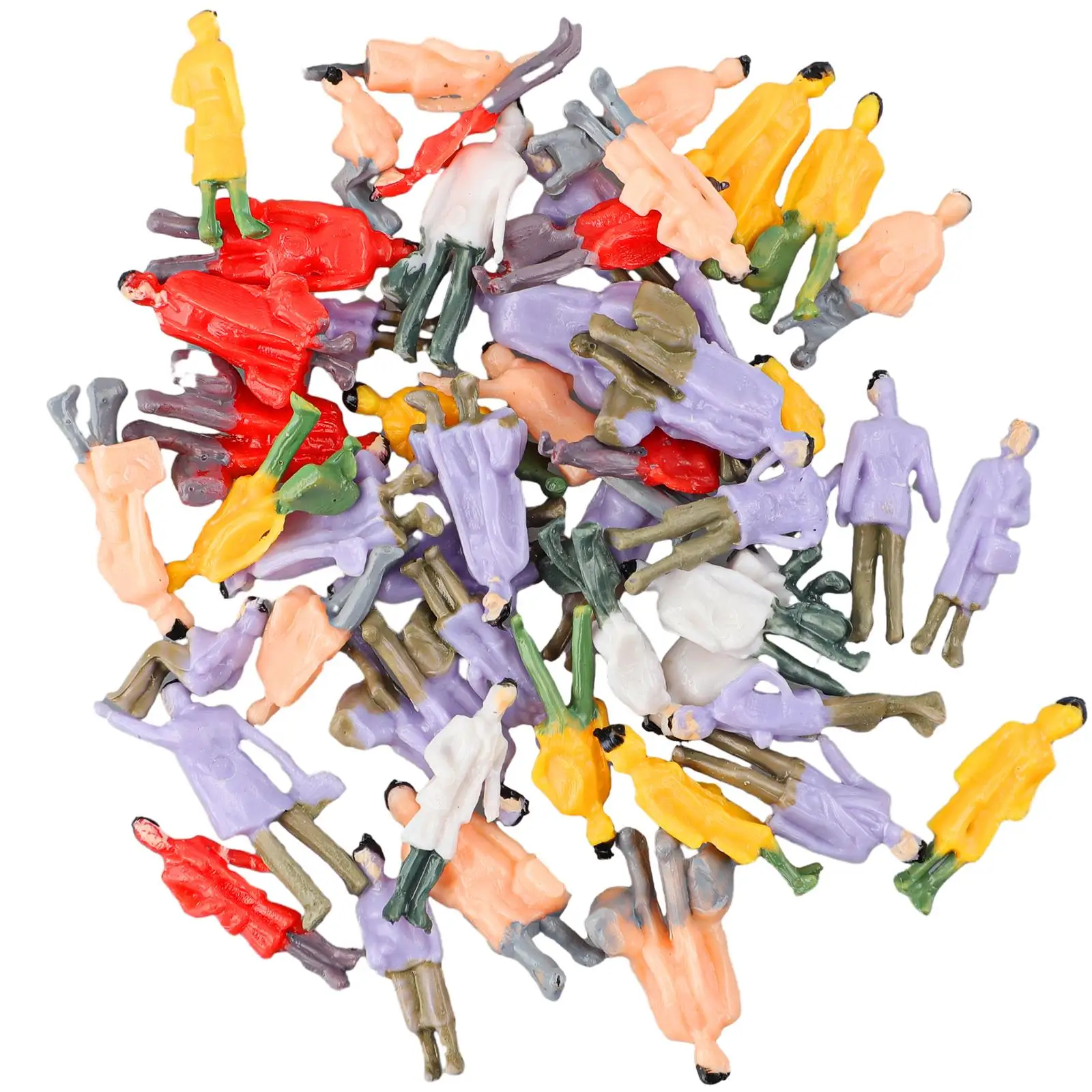 Painted Figures Model Trains Colorful Decoration Model People People Figures 1:87 Scale People 50 Pcs  Painted