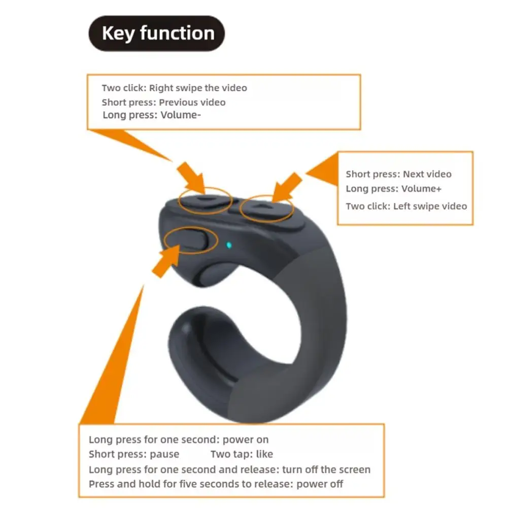 Mobile Phone Bluetooth Remote Control With Charging Box One-touch Screen Off Volume Adjustment Video Selfie E-book Page Turning