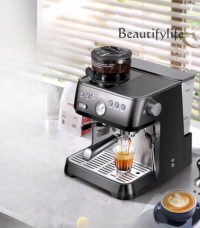 Italian Semi-automatic Coffee Machine with Grinding Beans Integrated Household Small Business Machine