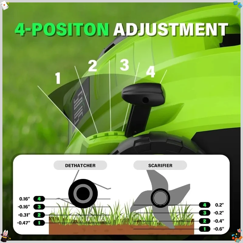 Desacoplador y escarificador eléctrico con bolsa de colección de 30 L, desacoplador de césped con cable 2 en 1 de 13 pulgadas y 12 amperios con profundidad de 4 posiciones