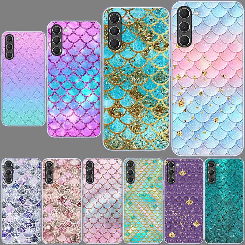 Mermaid Fish Scale Pattern Case for Samsung Galaxy A70 A50 A40 A30S A20S A71 A51 A41 A31 A21S A11 A10S A9 A8 A7 A6 A20E A01 Cove