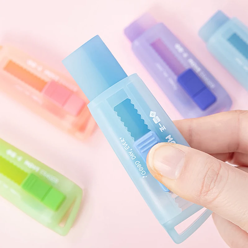 1pc Stationery Push-Pull Eraser Macaron Color Correction Eraser Cartoon Student Eraser Birthday And Holiday Gifts For Children
