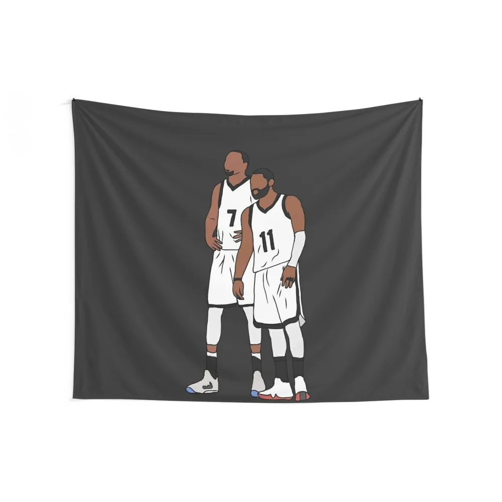 Kyrie And KD Nets Tapestry Custom Korean Room Decor Aesthetic Room Decor Korean Tapestry