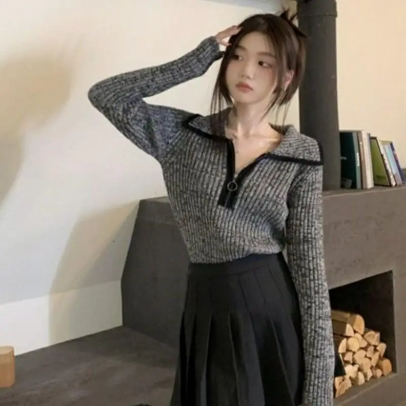 Frische süße süße Herbst klassische Freizeit tägliche Strickwaren Frau Kawaii vielseitige kurze Pendeln Outdoor Top Kleidung Pullover neu