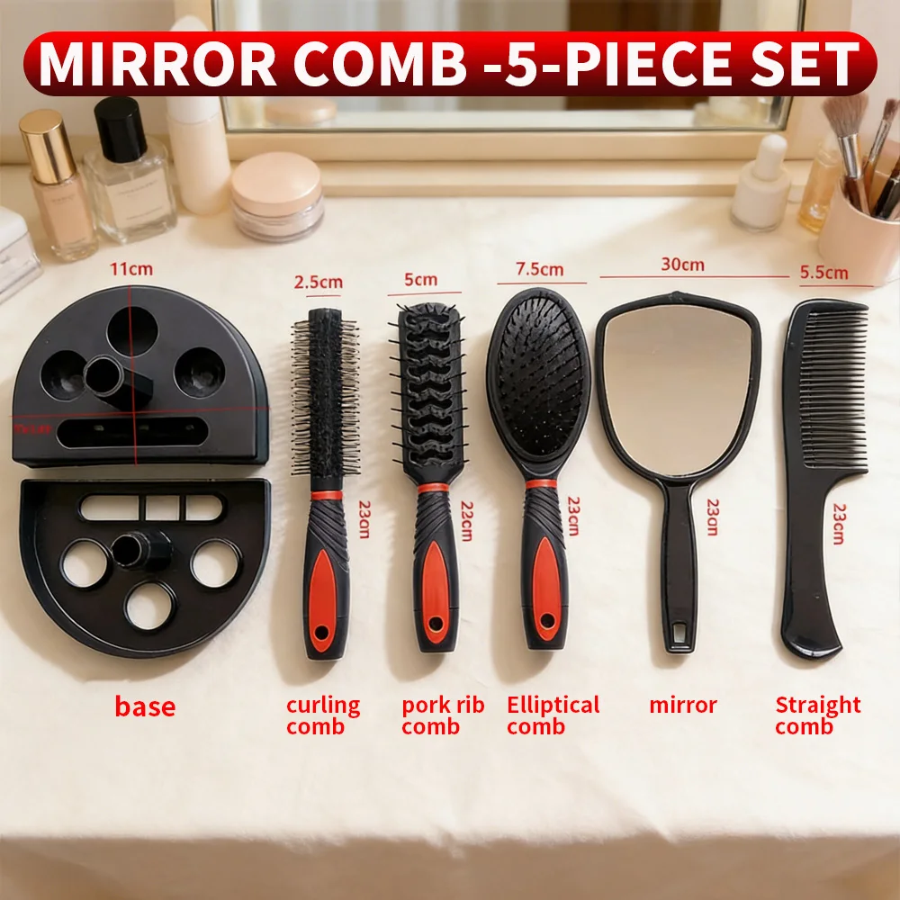 

Бестселлер, набор зеркальных расчесок из 5 предметов с основанием - инструменты для ухода за волосами для мужчин и женщин, домашний салон