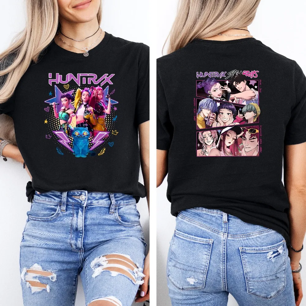 

Huntrix Shirt Saja Boys Boy Band Shirt Kpop Demon Hunters Movie Shirt Bootleg Retro Movie Shirt Demon Hunters Merch Shirt