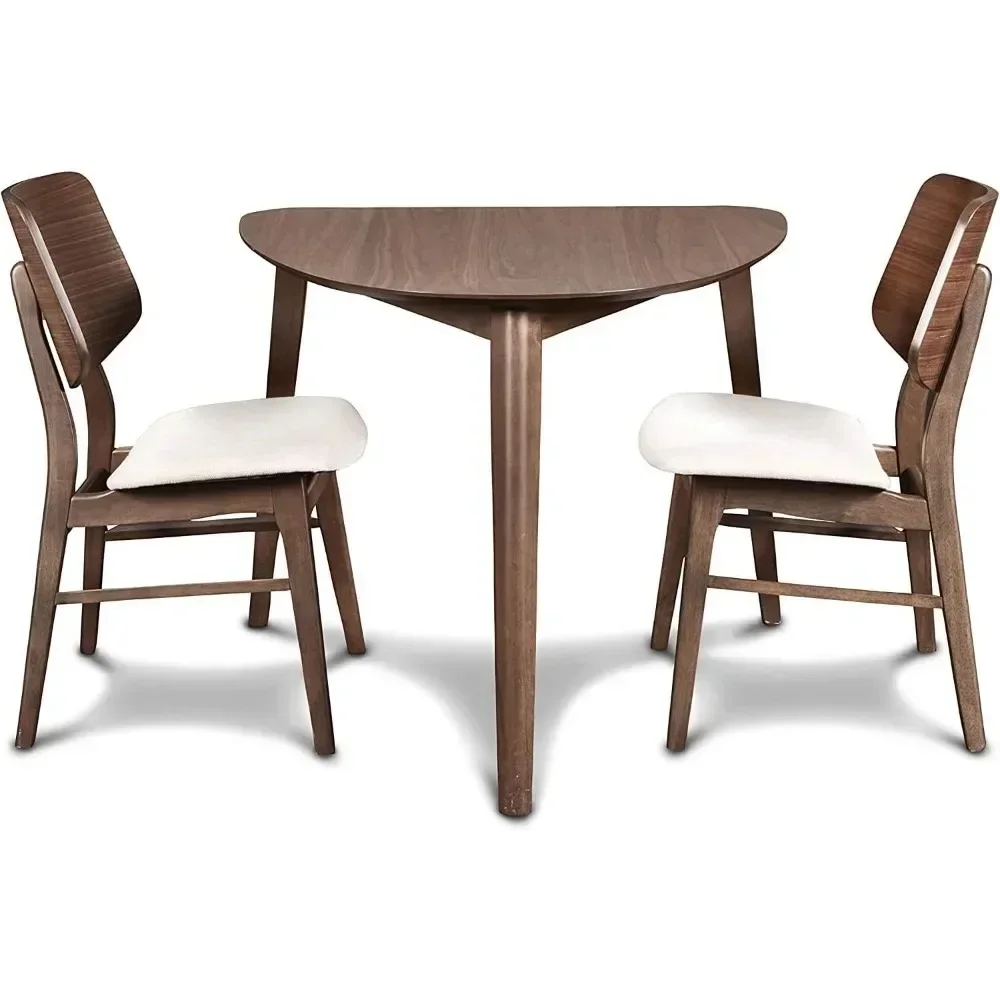 Mid-Century Modern Oscar Corner Table 3-Piece Dining Set,Walnut,Quality Built  Dining Sets