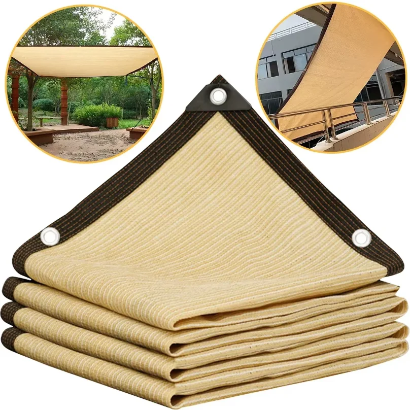 2*3m Beige shading net, UV protection, plant shed, outdoor sunshade, mesh, HDPE sunscreen fabric sunshade