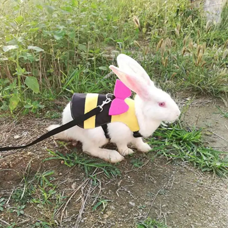 Correa de pecho con lazo para Conejo, arnés para el pecho para Hurón, conejillo de indias, hámster, cachorro, suministros para mascotas, cuerda de tracción para abejas