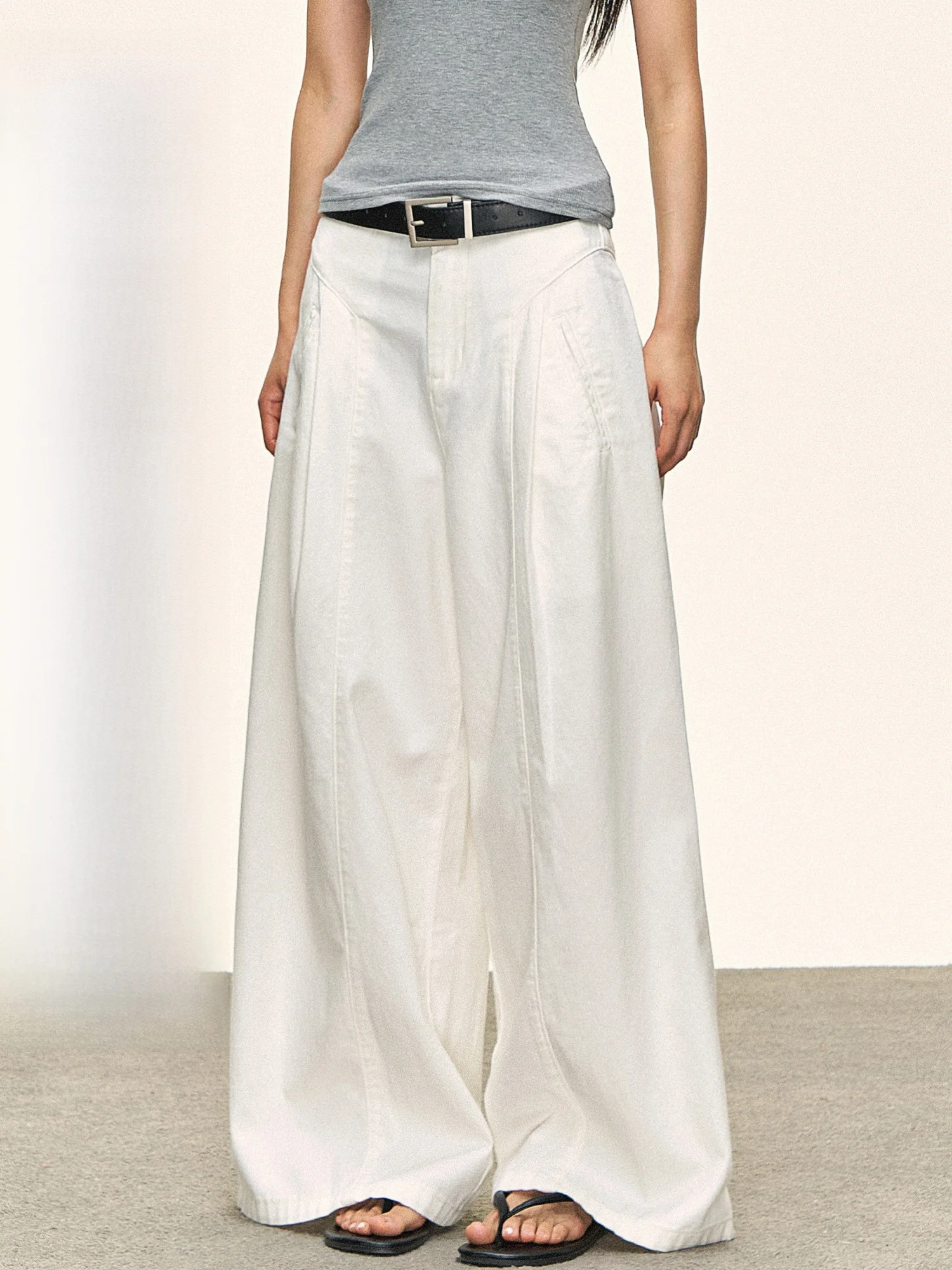 

White Casual Loose Wide Leg Jeans Women's Straight Floor-Length Pants 101PASSION Low Waist Zipper Pure Color Summer 2026