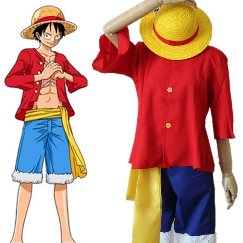 Anime japonais Monkey D. Costume de Cosplay Luffy avec Chapeau, Vêtement de Bande Dessinée