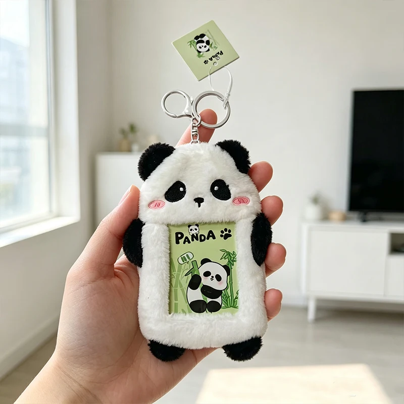 8 pcs Cute Cartoon Plush Photocard Holder Keychain Soft 3 inch ID Card Sleeve Multi-Style Bag Charm for Collectors & Students