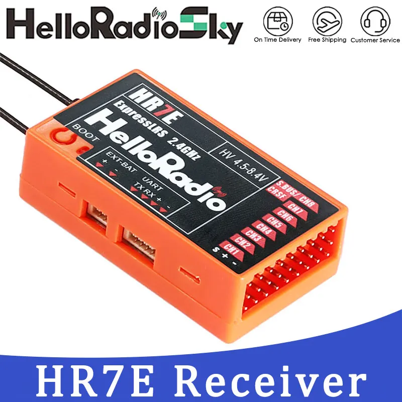 

HelloRadioSky HR7E 2.4GHZ ELRS PWM Receiver Power Supply DC 4.5-7.4V RC Airplane Helicopter Glider Engineering Vehicle Drone