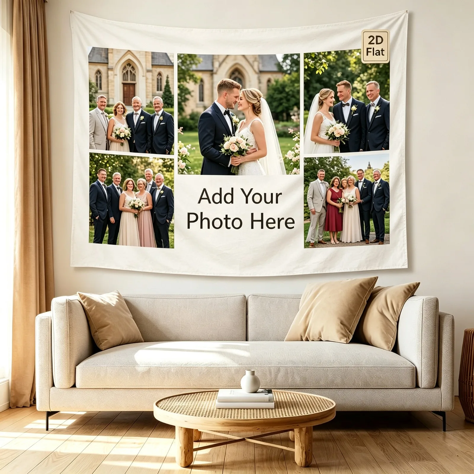 2D Flat,1pc Custom Wedding Tapestry,Wall Hanging With Your Photos,Horizontal,Wedding Decor,Skin Fabric,Bedroom Living Room Gifts