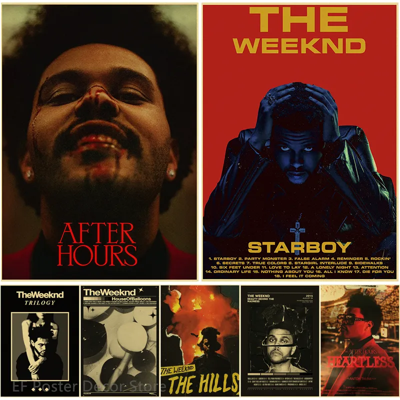 The Weeknd Retro Poster Aesthetic Prints Starboy/After Hours/Trilogy Painting Vintage Home Room Bar Cafe Art Wall Decor Picture