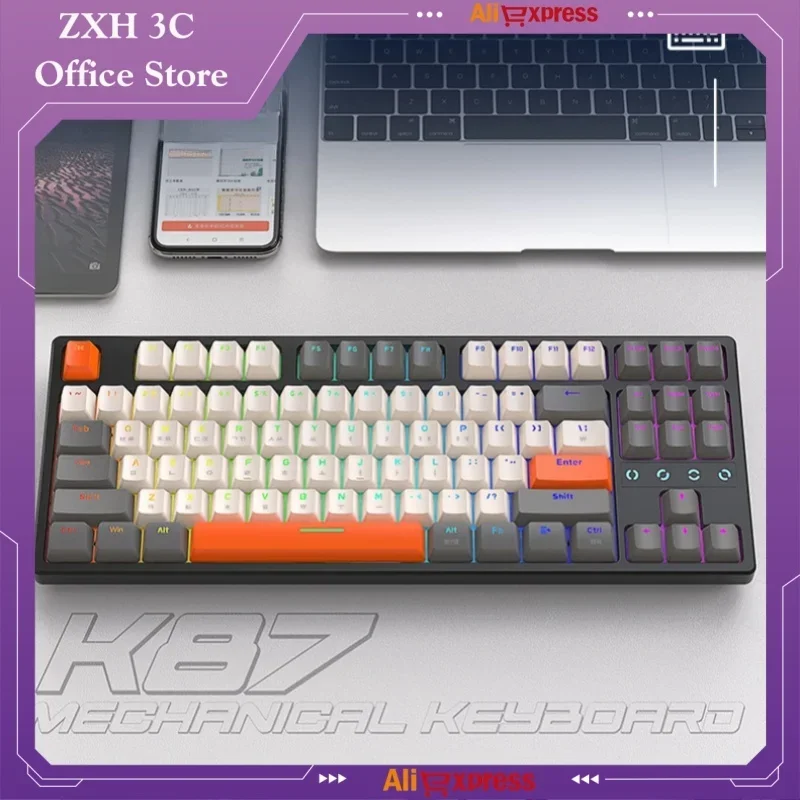 

K87rgb Wired Mechanical Keyboard Korean Hot Swappable Full Key Conflict Free Customized Esports Game Office Typing Peripheral