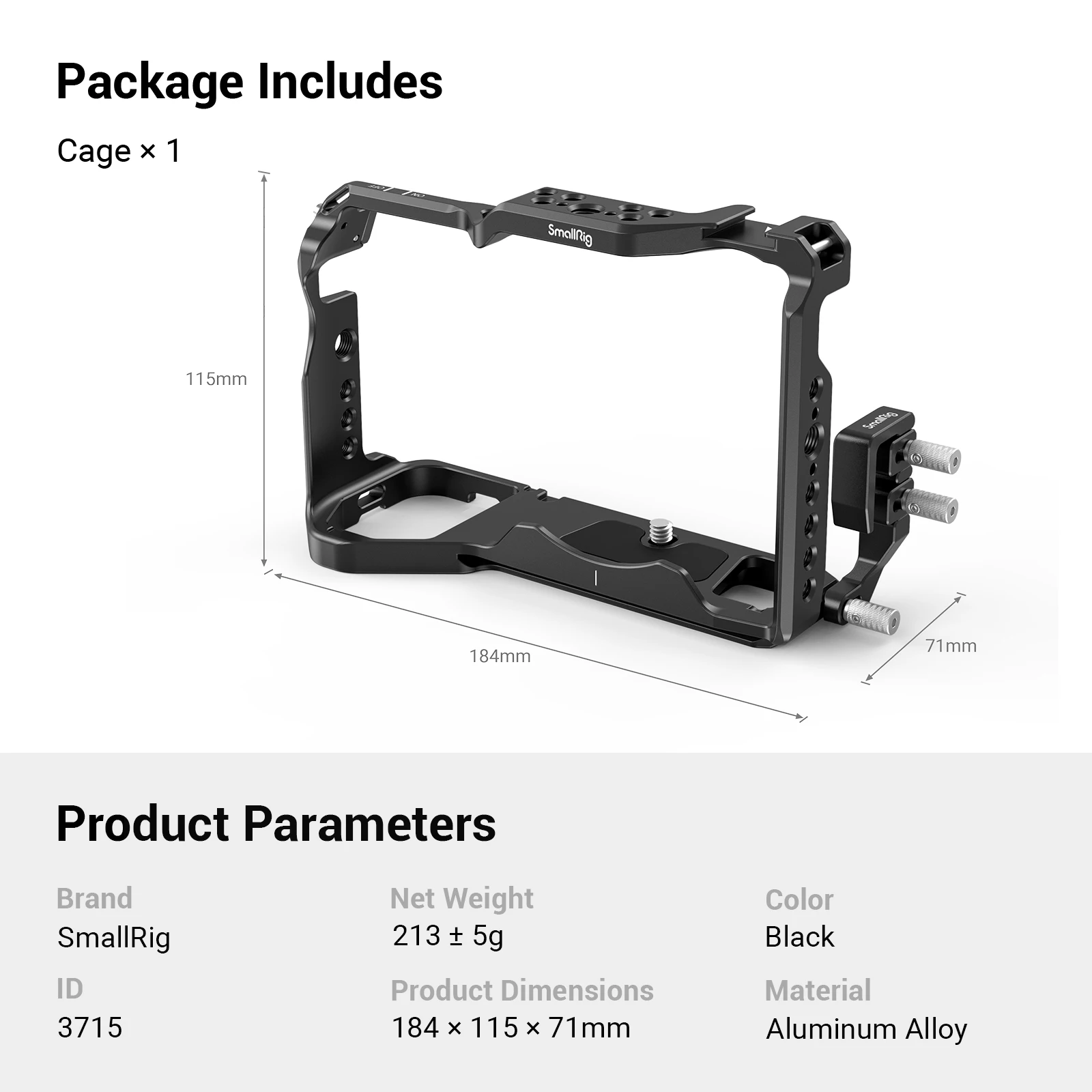 SmallRig Camera Cage for FUJIFILM GFX100S/GFX50S II with PE06 HDMI Cable Clamp Photography Aluminum Alloy Camera Cage 3715