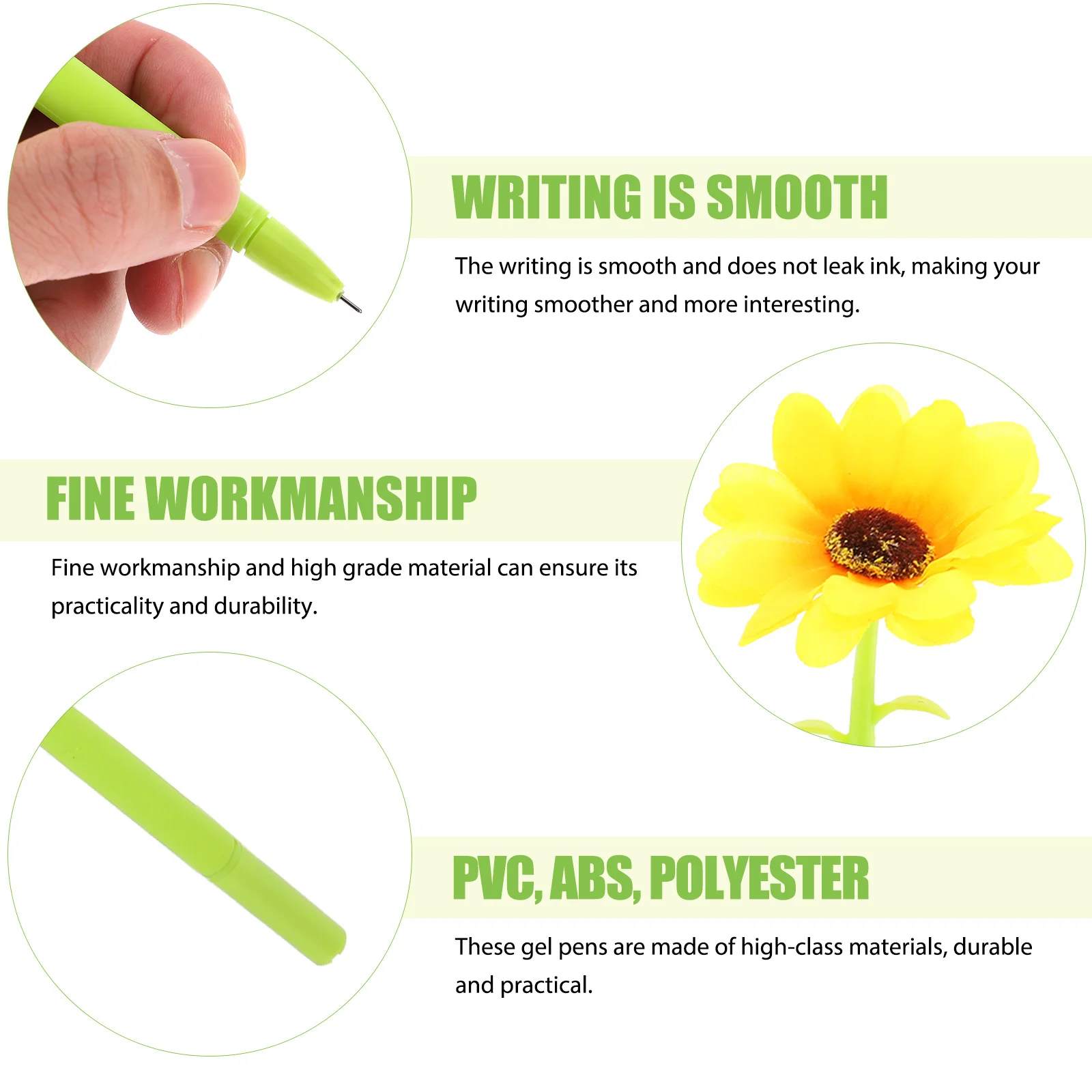 

4 Pcs Ballpoint Pens Office Supplies Students Stationery Testing Portable Sunflower Pvc Creative