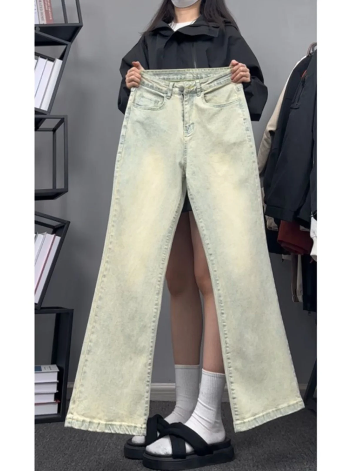 

Джинсы Cleanfit Slim Fit, цвета желтой грязи, в стиле High Street, мужские, премиум-класса, прямого кроя, узкие, для повседневной носки