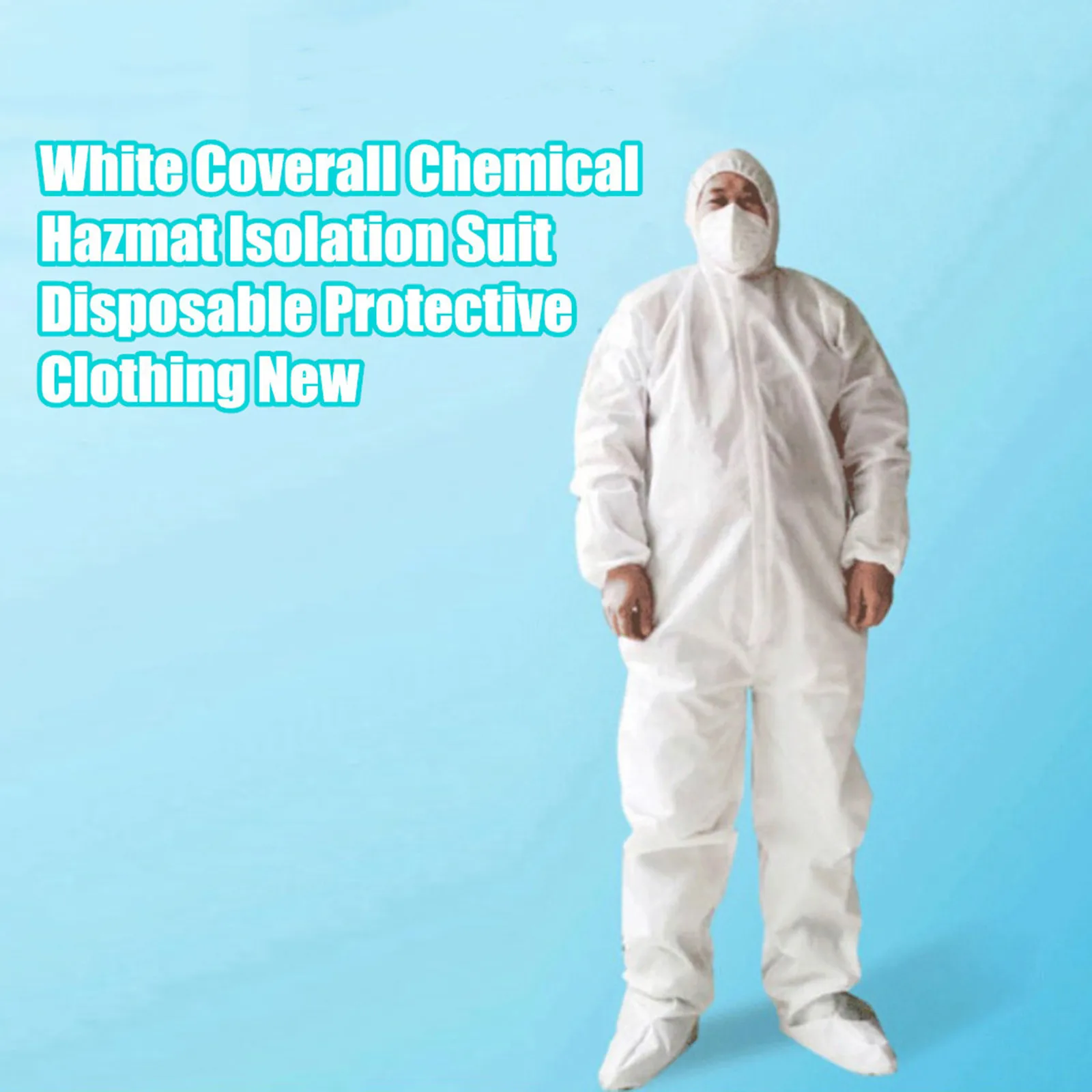 1pcs White Coverall Chemical Hazmat Isolation Suit Disposable Protective Clothing New