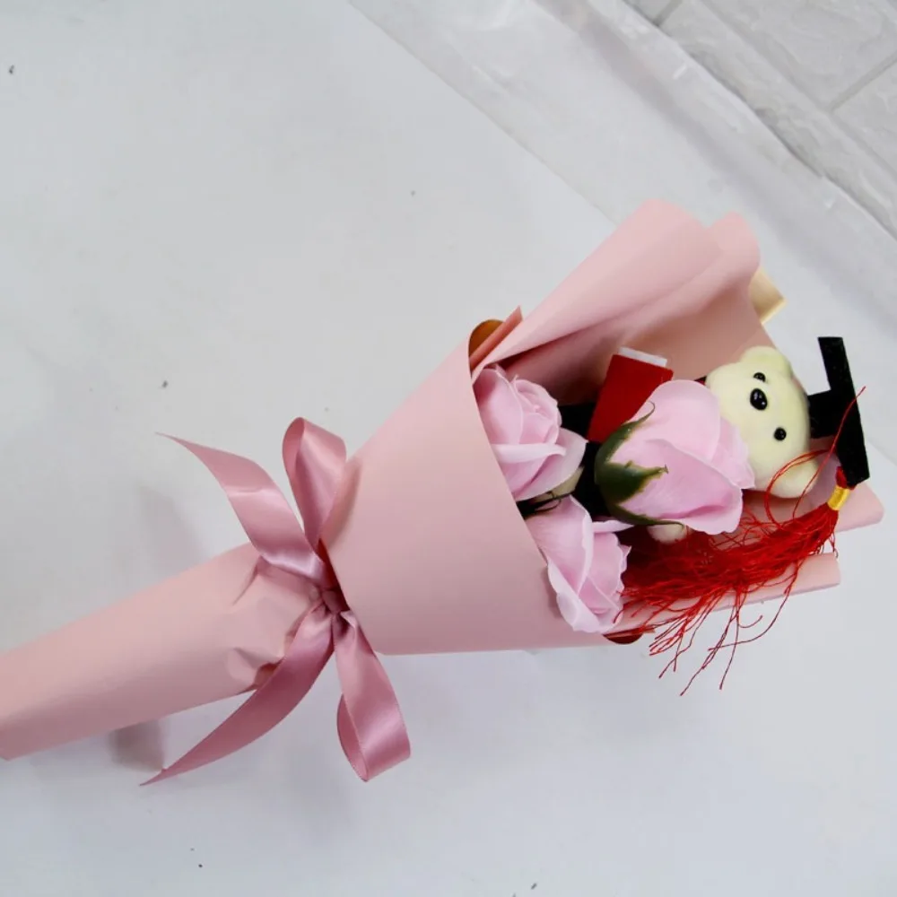 Orso di girasole Bouquet Decorazione del bouquet Peluche Cartone animato Orso adorabile Regalo di laurea di San Valentino Bouquet di animali