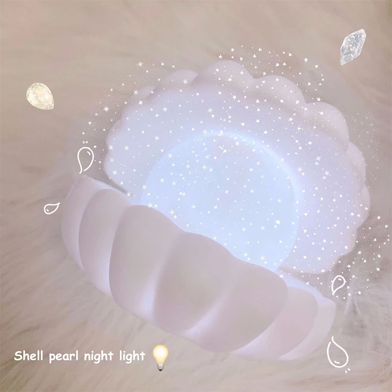 Shell Pearl LED Night Light Bedroom Bedside Table Light Atmosphere Light Streamer Mermaid Fairy Shell Gift Decoration