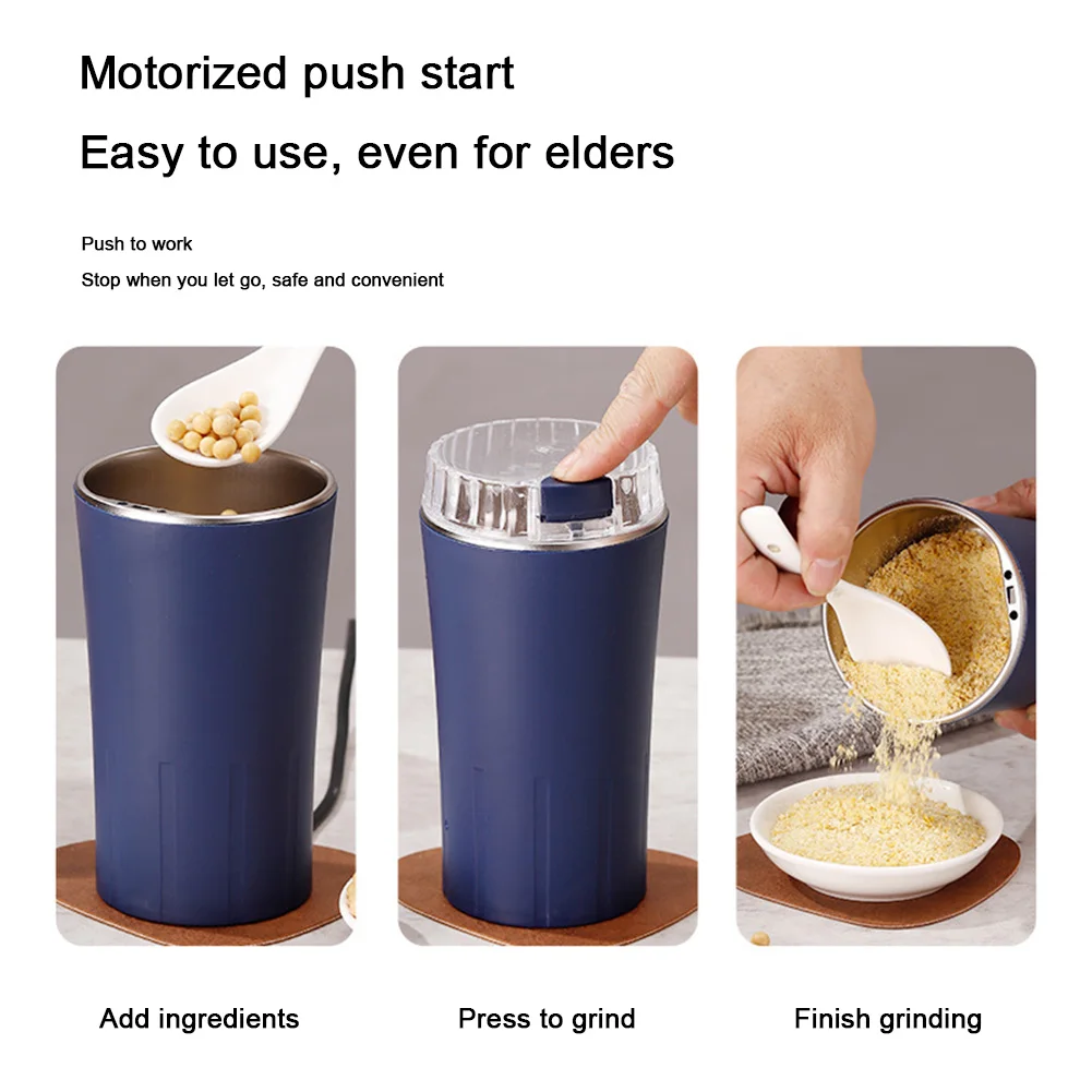 Electric Grinder Small Portable Grinder Stainless Steel Coffee Bean Grinder Cereals Grinder Herb Spice Grinder for Home Kitchen