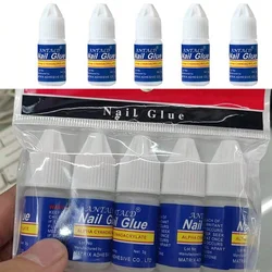 5X3g Ultra-Strong Transparent Nail Glue - Quick-Dry, No-Wipe Formula for Acrylic Nails Rhinestones Long-Lasting Nail Bond Glue
