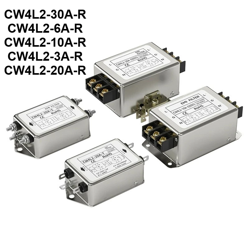 مرحلة واحدة مرشح الطاقة CW4L2-3A/6A/10A/20A/30A-R CW4L2-10A-R(004) مرشح ثنائي القطب محطة كتلة 220 فولت المضادة للتدخل