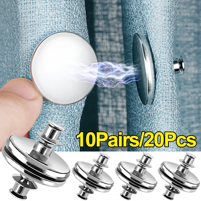 1/10Pairs Magnetic Curtain Button Detachable Window Screen Close Magnet Buckles Prevent Light ome Office Curtain Closure Clips