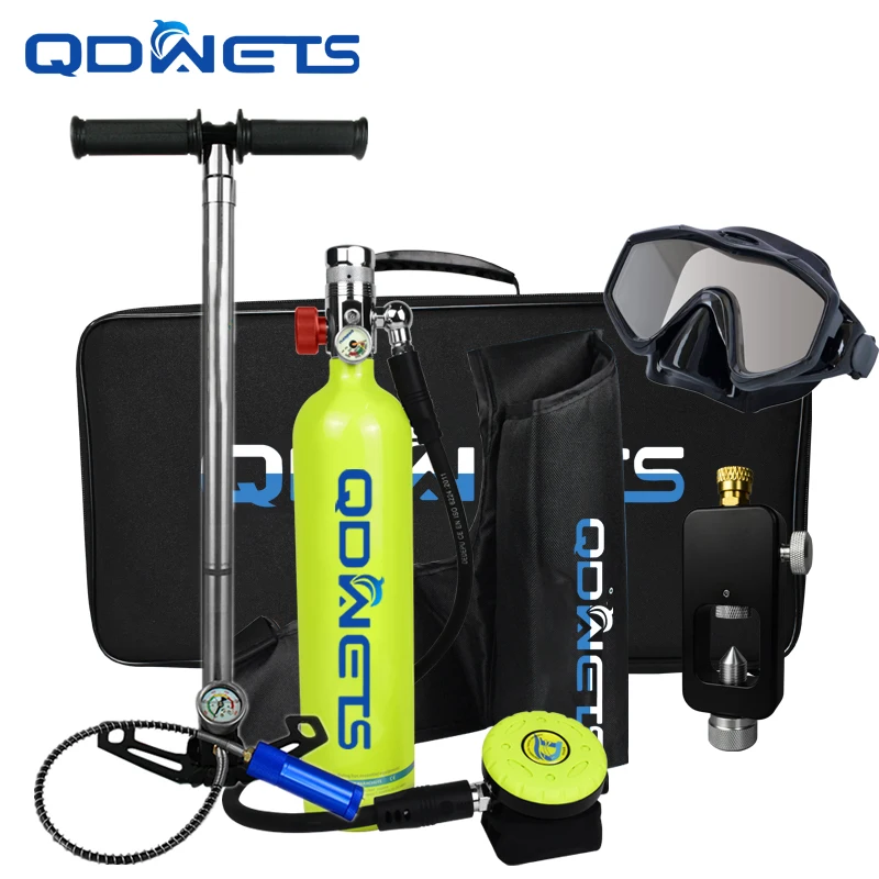 Mini Scuba Diving Tank, Refillable Oxygen Cylinder, 1L Capacity, 15-20 Minutes, Underwater Diving Gear for Dive QDWETS