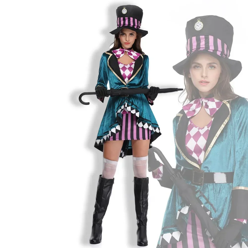 

Halloween Female Mad Hatter Adult Magician Performance Costume
