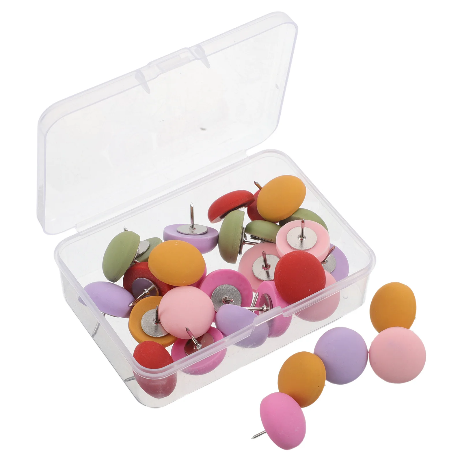 30 pz Macaron Puntine Opache Mezza-Rotonda Puntine Per Il Sughero Bordo In Resina Decorativa Ufficio Puntine Mappa Colorata Spilli Riutilizzabili