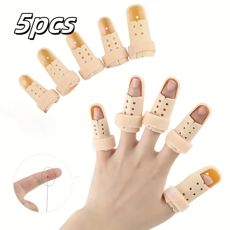 Attelle de doigt réglable 5 pièces pour hommes et femmes - Matériau PE durable, soutien en cas de blessure et protection sportive, conception respirante
