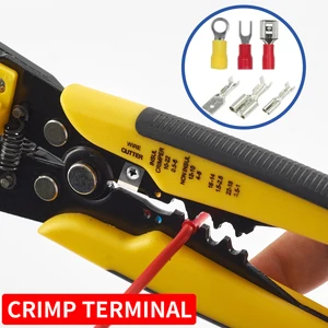 Otomatik ayarlanabilir sağlar, tel, Pense, sıkma, çok fonksiyonlu, el Aleti, terminal kesici, kablo Striptizci terminali kıvırmak için iğne burunlu pense 8 en çok satan-no. 4