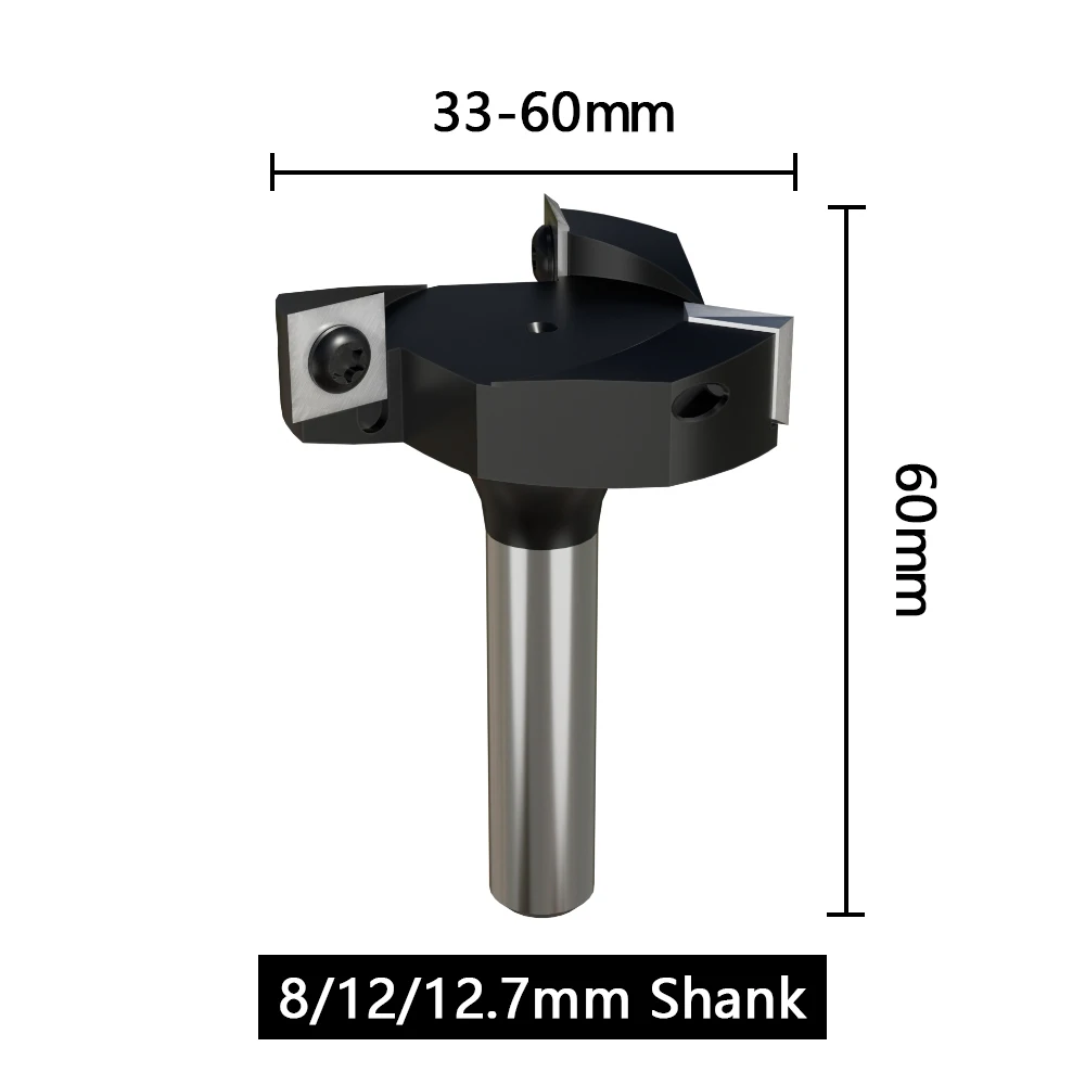 1Pc 8 12 12.7mm CNC Surfacing Router Bit Insert-Style Spoilboard Face End Milling Cutter Type Planer Slotting Bit for Wood Tool