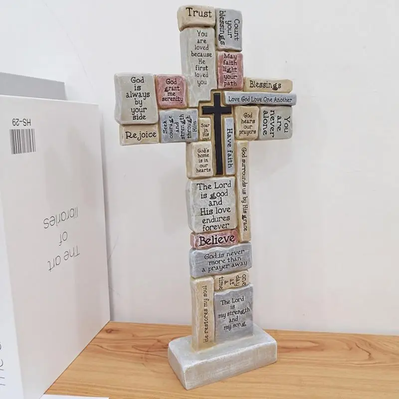 Inspirational Standing Cross Jesus Crosses Covered In Encouraging Words And Phrases Christian Decoration For Office Home Table