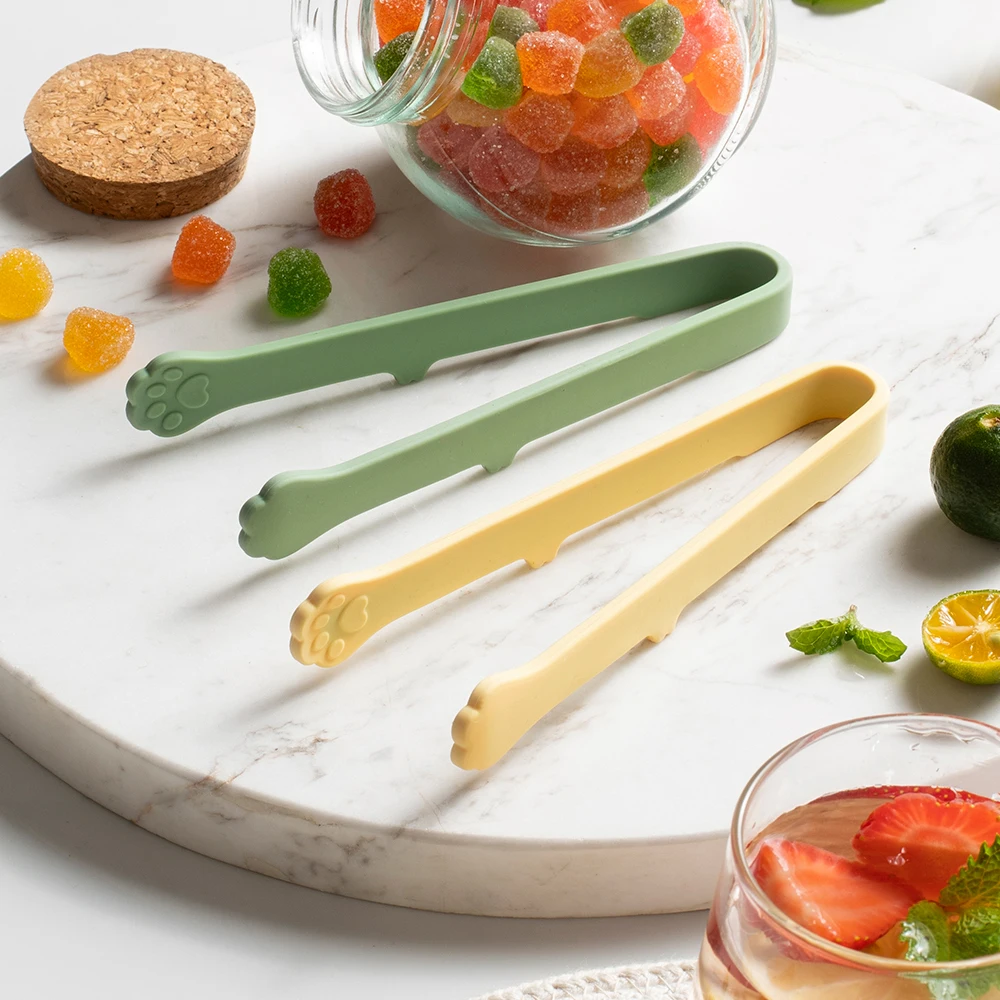 

2 шт. силиконовые мини-щипцы, нескользящие милые щипцы в форме кошачьей лапы, кухонные щипцы для жарки, зажим для барбекю, закуски, зажим для ледяных конфет