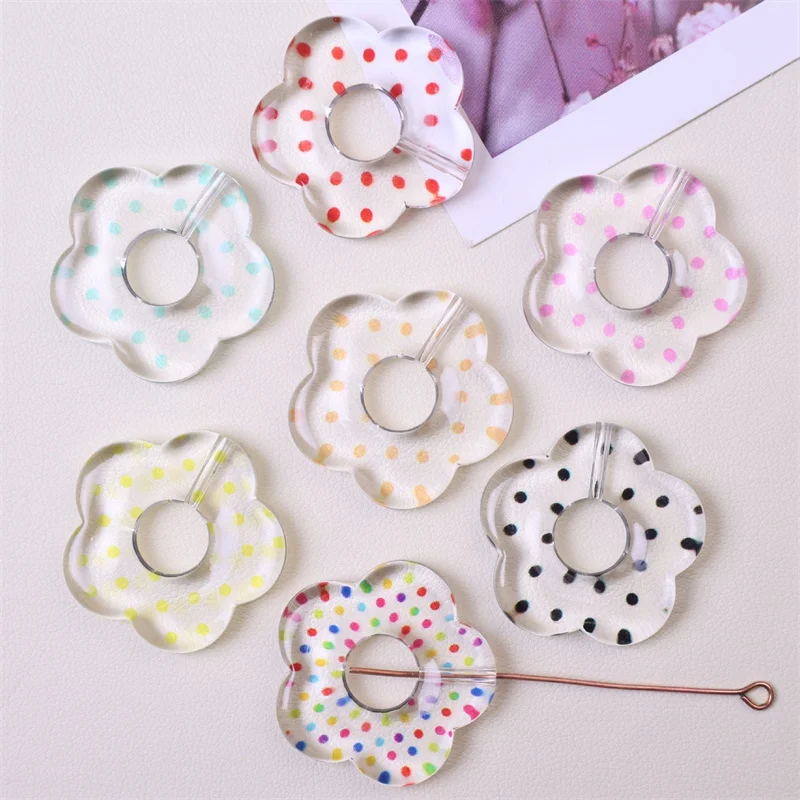 

Оптовая продажа, 50 шт./лот, 26 мм, цветные точки, узор, принт, геометрия, круглые цветы, акриловые бусины, ювелирные изделия своими руками, аксессуары для одежды