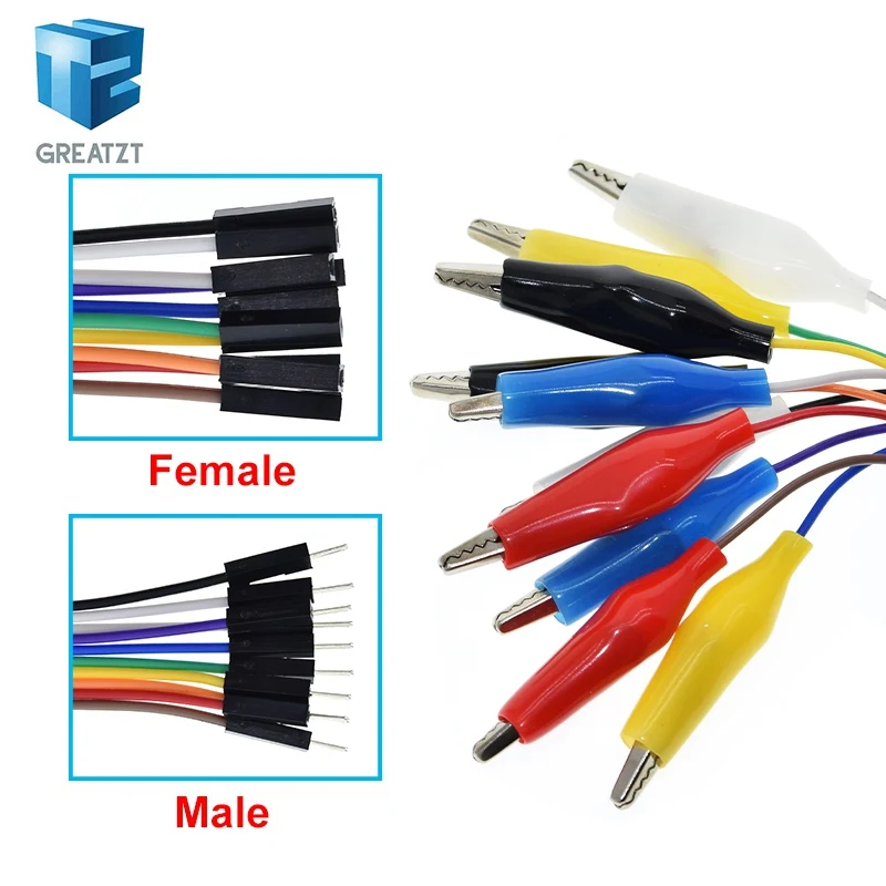 20cm 30cm 10pin Double-end Alligator Clips jump Wire Male Female Crocodile Clip Test Lead Jumper Wire Line Cable DIY Connection