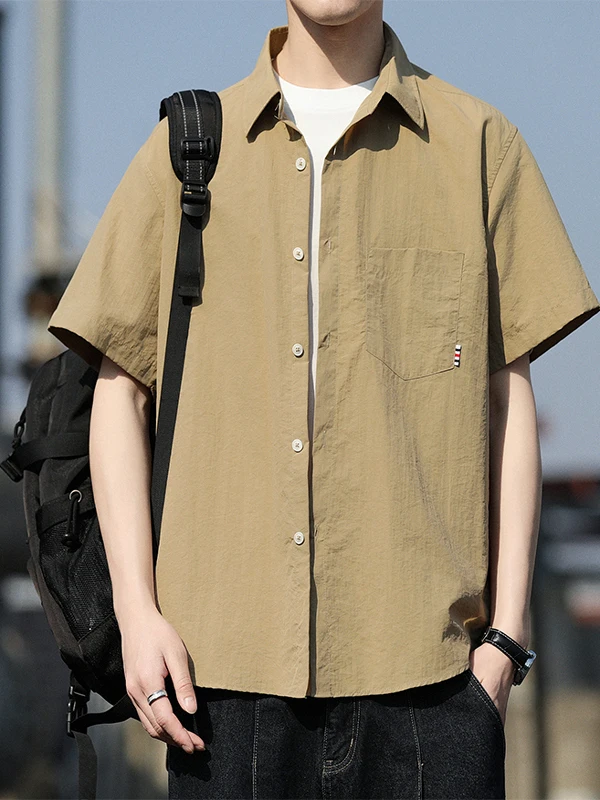 

Trendy Color Ice Silk Thin ort Sve irt Men Casual Summer 2025 New Sle Harajuku Sle Breathable Nylon irt