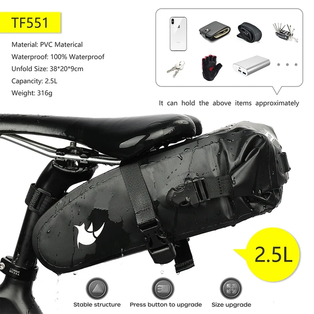 Rhino walk Fahrrad tasche 5l-13l voll wasserdichtes Rennrad Mountainbike Fahrrad Gepäckträger Tasche Gepäck tasche Fahrrads attel Zubehör