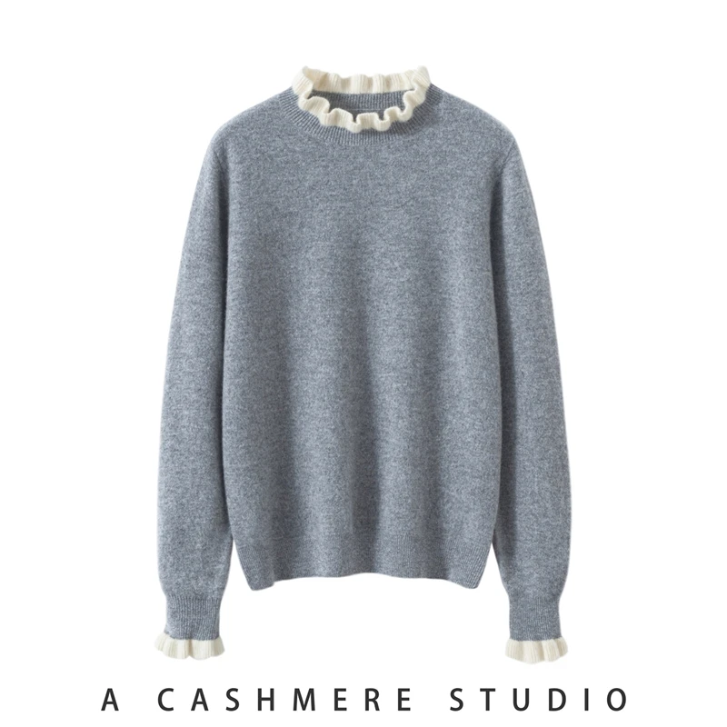 

Female Mock-Neck New Chic Sweater Autumn And Winter Comfy Soft Pullover Shiny Cashmere Knitwear Korean Fashion Clothing