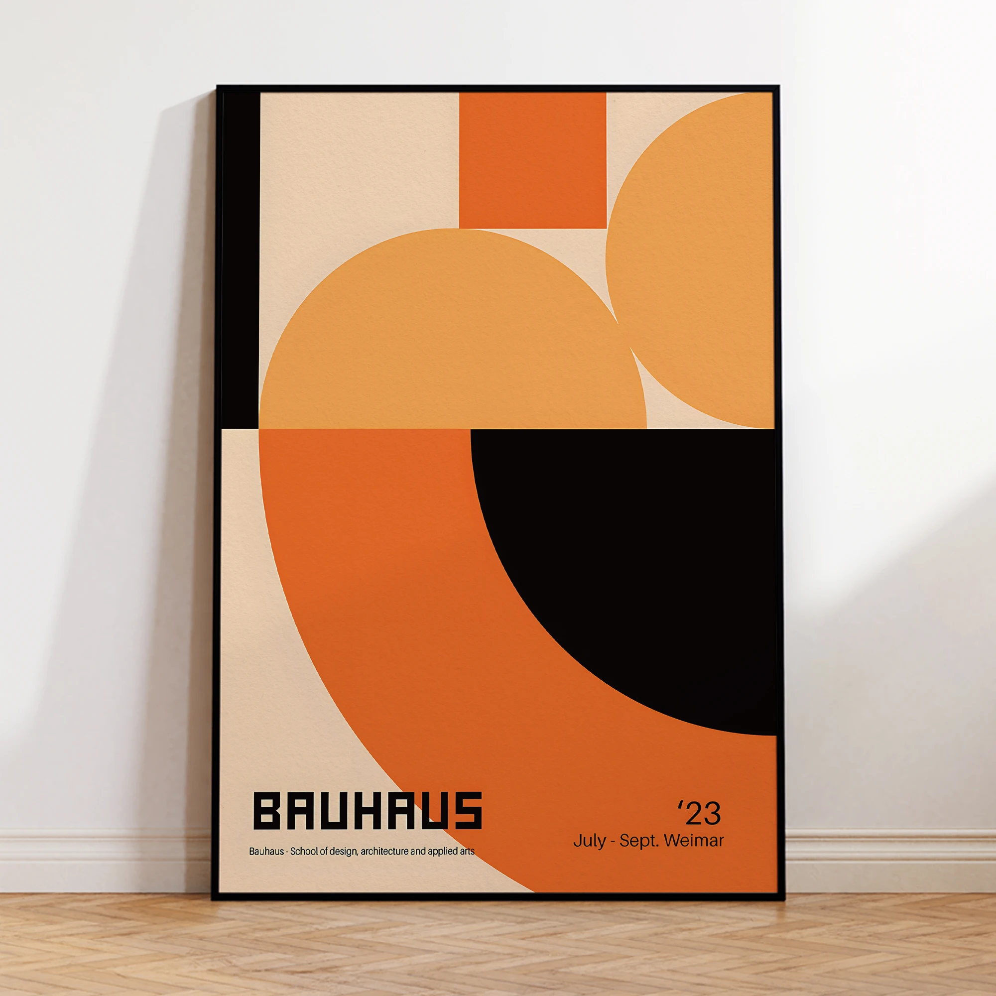 Modern Geometry Bauhaus School Orange Wall Art Prints Aluminum Frame Canvas Painting Poster Picture For Living Room Home Decor